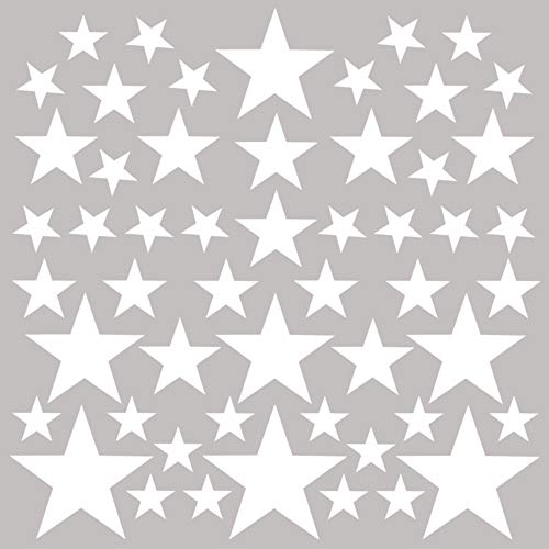 PREMYO 54 Sterne Wandsticker Kinderzimmer Mädchen Jungen - Wandtattoo - Wandaufkleber Selbstklebend Weiß von PREMYO