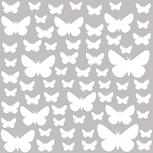PREMYO 64 Schmetterlinge Wandsticker Kinderzimmer Mädchen Jungen - Wandtattoo - Wandaufkleber Selbstklebend Weiß von PREMYO