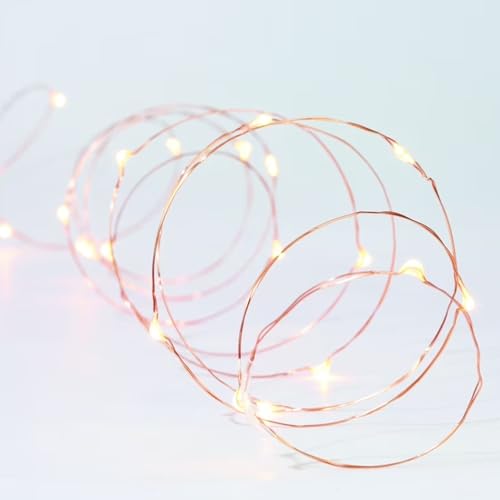Lichterkette – 2 m Kupferdraht, Knopfzellen, kaltweißes Licht, ideal für Innendekorationen. von PRENDELUZ