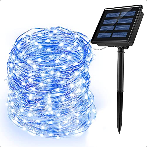 PRENDELUZ Mini-LED-Solarkette, IP44, 8 wählbare Modi, 12 m, 100 LEDs, 8 Modi, Weiß von PRENDELUZ