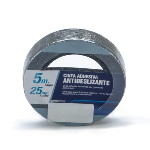 PRENDELUZ Rutschfestes Klebeband, 5 m, schwarz, hochfestes Klebeband, ideal für Treppen, Schwimmbäder, Duschen und Spielbereiche, 25 mm breit von PRENDELUZ