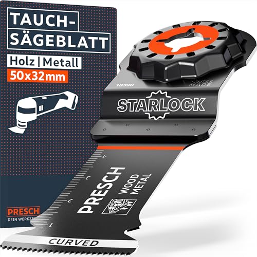 Presch Starlock Sägeblatt Holz & Metall 50x32mm - Multitool Sägeblatt für werkzeuglosen Wechsel - Exakte Schnitte dank robuster BI-Metall Zähne & Curved-Tec Design - Präzises Tauchsägeblatt Presch Starlock Sägeblatt Holz & Metall 50x32mm - Multitool Sägeblatt für werkzeuglosen Wechsel - Exakte Schnitte dank robuster BI-Metall Zähne & Curved-Tec Design - Präzises Tauchsägeblatt von PRESCH