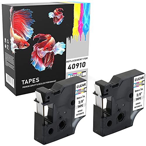 2 Kassetten D1 40910 schwarz auf transparent 9mm x 7m Schriftband kompatibel für DYMO LabelManager LM 100 160 200 210D 260 280 300 350 350D 360D 400 420P 450 500TS PC2 PnP LabelWriter LW 400 450 Duo 2 Kassetten D1 40910 schwarz auf transparent 9mm x 7m Schriftband kompatibel für DYMO LabelManager LM 100 160 200 210D 260 280 300 350 350D 360D 400 420P 450 500TS PC2 PnP LabelWriter LW 400 450 Duo von PRESTIGE CARTRIDGE
