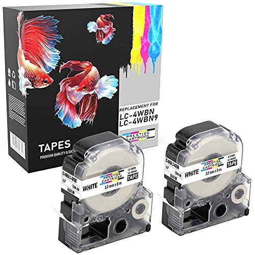 2 Kassetten LC-4WBN LC-4WBN9 SS12KW schwarz auf weiß 12mm x 8m Schriftband kompatibel für Epson LabelWorks LW-300 LW-300L LW-400 LW-500 LW-600P LW-700 LW-900P LW-1000P Beschriftungsgerät 2 Kassetten LC-4WBN LC-4WBN9 SS12KW schwarz auf weiß 12mm x 8m Schriftband kompatibel für Epson LabelWorks LW-300 LW-300L LW-400 LW-500 LW-600P LW-700 LW-900P LW-1000P Beschriftungsgerät von PRESTIGE CARTRIDGE