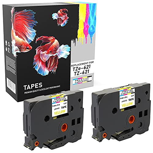 2 Kassetten TZe-621 TZ-621 schwarz auf gelb 9mm x 8m Schriftband kompatibel für P-Touch PT-1000 1005 1010 3600 D200 D210 D210VP D450VP D600VP E100 E550WVP H101C H105 H110 H300 H500 P700 P750W 2 Kassetten TZe-621 TZ-621 schwarz auf gelb 9mm x 8m Schriftband kompatibel für P-Touch PT-1000 1005 1010 3600 D200 D210 D210VP D450VP D600VP E100 E550WVP H101C H105 H110 H300 H500 P700 P750W von PRESTIGE CARTRIDGE