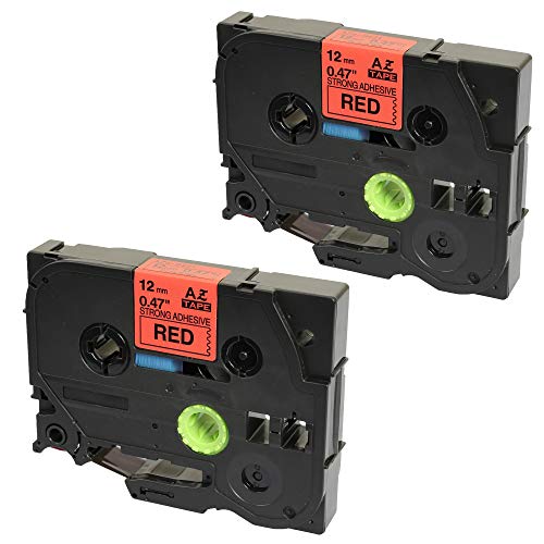 2 Kassetten TZe-S431 TZ-S431 schwarz auf rot 12mm x 8m extra-stark klebend Schriftband kompatibel für P-Touch PT-1000 1005 1010 D200 D210 D210VP D600VP E100 H101C H105 H110 H300 P700 P750W von PRESTIGE CARTRIDGE