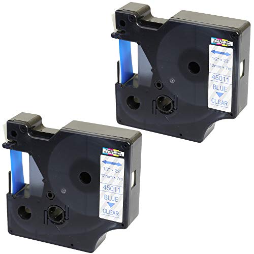 2x Schriftband-Kassetten 45011 S0720510 blau auf farblos 12mm x 7m kompatibel für LabelManager LM 160 210D 220P 260P 280 360D 420P 450D 500TS PnP MobileLabeler LabelPoint LabelWriter 450 Duo 2x Schriftband-Kassetten 45011 S0720510 blau auf farblos 12mm x 7m kompatibel für LabelManager LM 160 210D 220P 260P 280 360D 420P 450D 500TS PnP MobileLabeler LabelPoint LabelWriter 450 Duo von PRESTIGE CARTRIDGE