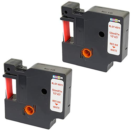 2x Schriftband-Kassetten 45015 S0720550 rot auf weiß 12mm x 7m kompatibel für LabelManager LM 160 210D 220P 260P 280 360D 420P 450D 500TS PnP MobileLabeler LabelPoint LabelWriter LW 450 Duo 2x Schriftband-Kassetten 45015 S0720550 rot auf weiß 12mm x 7m kompatibel für LabelManager LM 160 210D 220P 260P 280 360D 420P 450D 500TS PnP MobileLabeler LabelPoint LabelWriter LW 450 Duo von PRESTIGE CARTRIDGE