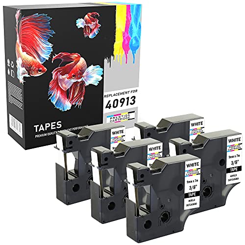 5 Kassetten 40913 schwarz auf weiß 9mm x 7m Schriftband kompatibel für LabelManager LM 100 150 160 200 210D 260 280 300 350 350D 360D 400 420P 450 500TS PC PC2 PnP LabelWriter LW 400 450 Duo von PRESTIGE CARTRIDGE
