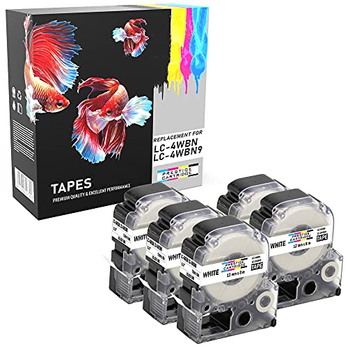 5 Kassetten LC-4WBN LC-4WBN9 SS12KW schwarz auf weiß 12mm x 8m Schriftband kompatibel für Epson LabelWorks LW-300 LW-300L LW-400 LW-500 LW-600P LW-700 LW-900P LW-1000P Beschriftungsgerät 5 Kassetten LC-4WBN LC-4WBN9 SS12KW schwarz auf weiß 12mm x 8m Schriftband kompatibel für Epson LabelWorks LW-300 LW-300L LW-400 LW-500 LW-600P LW-700 LW-900P LW-1000P Beschriftungsgerät von PRESTIGE CARTRIDGE