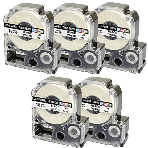 5 Kassetten LC-5WBN LC-5WBN9 SS18KW schwarz auf weiß 18mm x 8m Schriftband kompatibel für Epson LabelWorks LW-300 LW-300L LW-400 LW-500 LW-600P LW-700 LW-900P LW-1000P Beschriftungsgerät 5 Kassetten LC-5WBN LC-5WBN9 SS18KW schwarz auf weiß 18mm x 8m Schriftband kompatibel für Epson LabelWorks LW-300 LW-300L LW-400 LW-500 LW-600P LW-700 LW-900P LW-1000P Beschriftungsgerät von PRESTIGE CARTRIDGE