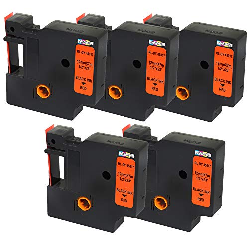 5x Schriftband-Kassetten 45017 S0720570 schwarz auf rot 12mm x 7m kompatibel für LabelManager LM 160 210D 220P 260P 280 360D 420P 450D 500TS PnP MobileLabeler LabelPoint LabelWriter LW 450 Duo 5x Schriftband-Kassetten 45017 S0720570 schwarz auf rot 12mm x 7m kompatibel für LabelManager LM 160 210D 220P 260P 280 360D 420P 450D 500TS PnP MobileLabeler LabelPoint LabelWriter LW 450 Duo von PRESTIGE CARTRIDGE