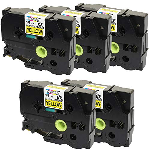5x Schriftband-Kassetten TZ-641 TZe-641 schwarz auf gelb (18mm x 8m) kompatibel für P-Touch PT-2030VP 2430PC 3600 9600 D400 D400VP D450VP D600VP E300VP E550WVP H300 H500 H500LI P700 P750W von PRESTIGE CARTRIDGE