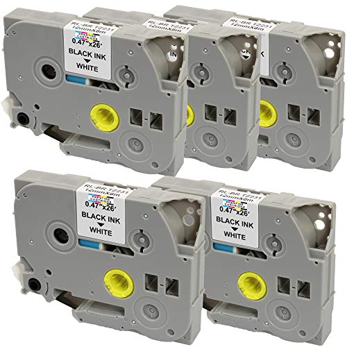 5x Schriftband kompatibel für P-Touch TZe231 TZ231 PT-1000 1005 1010 3600 9600 D210 D210VP D400 D600VP E300VP E550WVP H101C H101GB H105 H110 H300 H500 P700 P750W schwarz auf weiß | 12mm x 8m 5x Schriftband kompatibel für P-Touch TZe231 TZ231 PT-1000 1005 1010 3600 9600 D210 D210VP D400 D600VP E300VP E550WVP H101C H101GB H105 H110 H300 H500 P700 P750W schwarz auf weiß | 12mm x 8m von PRESTIGE CARTRIDGE