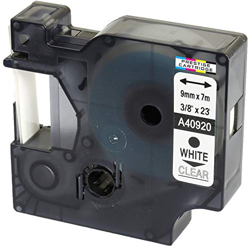 Kassette 40920 weiß auf transparent 9mm x 7m Schriftband kompatibel für LabelManager LM 100 150 160 200 210D 260 280 300 350 350D 360D 400 420P 450 500TS PC PC2 PnP LabelWriter LW 400 450 Duo Kassette 40920 weiß auf transparent 9mm x 7m Schriftband kompatibel für LabelManager LM 100 150 160 200 210D 260 280 300 350 350D 360D 400 420P 450 500TS PC PC2 PnP LabelWriter LW 400 450 Duo von PRESTIGE CARTRIDGE