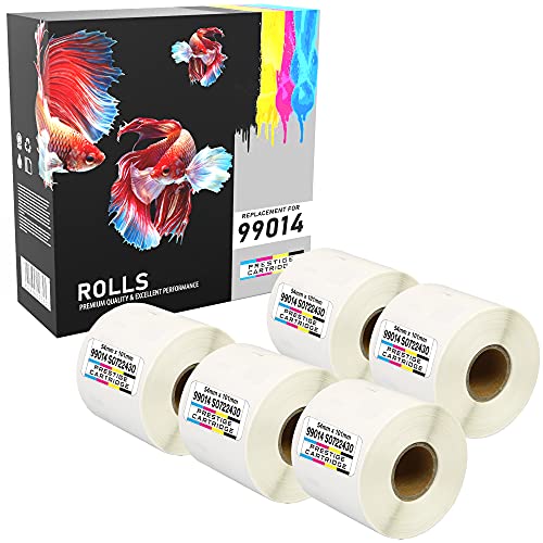 PRESTIGE CARTRIDGE 5 Rollen SLP-SRL 54mm x 101mm (220 Etiketten/Rolle) Etiketten kompatibel für Seiko Smart SLP Pro Plus 100 120 200 220 240 410 420 430 440 450, weiß, standrd, 99014 / SLP-SRL von PRESTIGE CARTRIDGE