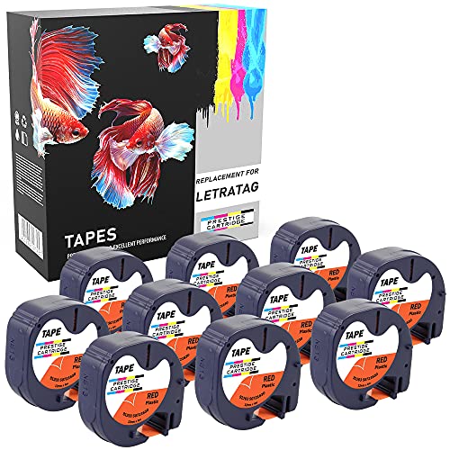 Prestige Cartridge 10 Kassetten Ersatz für 91203 91223 S0721680 S0721630 schwarz auf rot 12mm x 4m Kunststoff Schriftband kompatibel für LetraTag LT-100H LT-100T LT-110T QX50 XR XM 2000 Plus Prestige Cartridge 10 Kassetten Ersatz für 91203 91223 S0721680 S0721630 schwarz auf rot 12mm x 4m Kunststoff Schriftband kompatibel für LetraTag LT-100H LT-100T LT-110T QX50 XR XM 2000 Plus von PRESTIGE CARTRIDGE