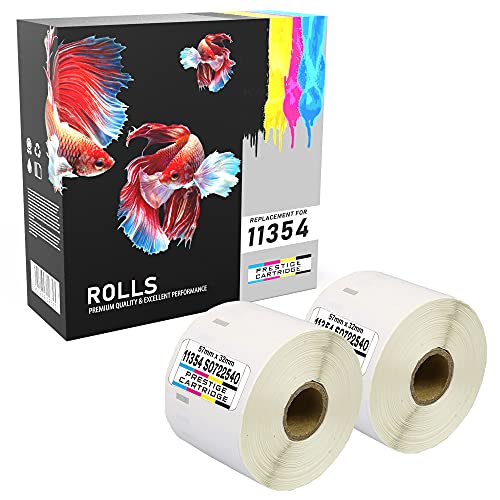 Prestige Cartridge 11354 Etiketten kompatibel zu Dymo LabelWriter 320/400/450/4XL, 57 mm x 32 mm, 2 Rollen, weiß von PRESTIGE CARTRIDGE