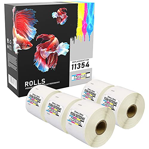 Prestige Cartridge 11354 Etiketten kompatibel zu Dymo LabelWriter 320/400/450/4XL, 57 mm x 32 mm, 5 Rollen, weiß von PRESTIGE CARTRIDGE