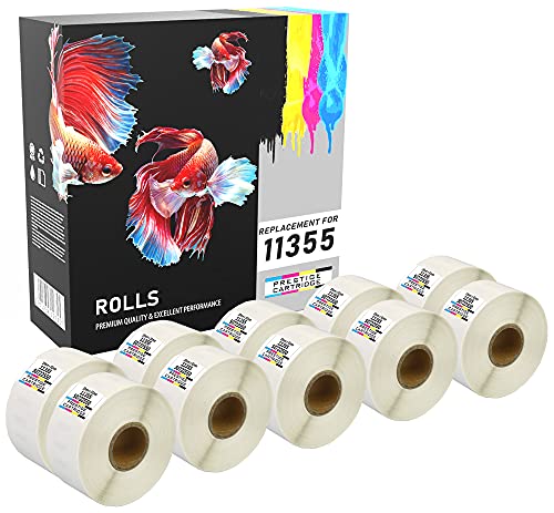 Prestige Cartridge 11355 Etiketten kompatibel zu Dymo LabelWriter 320/400/450/4XL, 19 mm x 51 mm, 10 Rollen, weiß von PRESTIGE CARTRIDGE