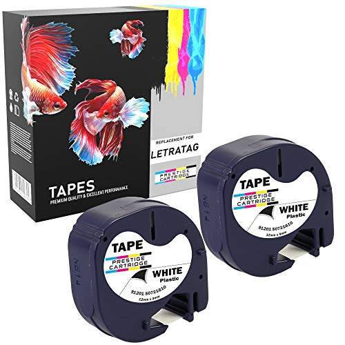 Prestige Cartridge 91201 S0721660 Kunststoff Schriftband Schwarz auf Weiß Kompatibel mit Dymo LetraTag LT-100H LT-100T LT-110T QX50 XR XM 2000 Plus | 2er Pack, 12mm x 4m Prestige Cartridge 91201 S0721660 Kunststoff Schriftband Schwarz auf Weiß Kompatibel mit Dymo LetraTag LT-100H LT-100T LT-110T QX50 XR XM 2000 Plus | 2er Pack, 12mm x 4m von PRESTIGE CARTRIDGE