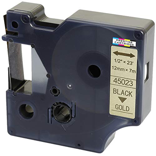 Schriftband-Kassette 45023 S0720630 schwarz auf gold 12mm x 7m kompatibel für LabelManager LM 160 210D 220P 260P 280 360D 420P 450D 500TS PnP MobileLabeler LabelPoint LabelWriter LW 450 Duo Schriftband-Kassette 45023 S0720630 schwarz auf gold 12mm x 7m kompatibel für LabelManager LM 160 210D 220P 260P 280 360D 420P 450D 500TS PnP MobileLabeler LabelPoint LabelWriter LW 450 Duo von PRESTIGE CARTRIDGE