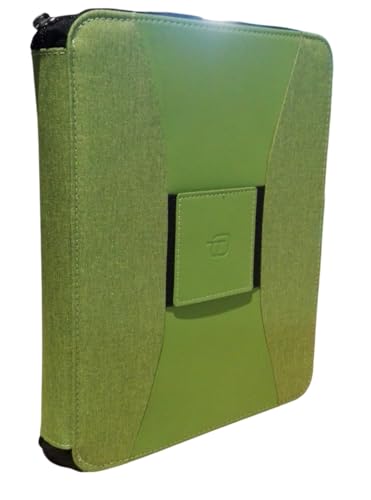 Intempo Canvass Klemmbrett mit Reißverschluss aus Segeltuch mit Feder Smartphone 26 x 20 cm - Farbe Grün mit Kunstleder und täglicher Ersatz 17 x 24 cm Jahr 2025 weiße Seiten von PRESTIGE & DELUXE