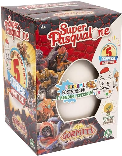 PRESTIGE & DELUXE Super Pasqualone Gormiti Colorami – Osterei – bis zu 5 gormitische Überraschungen – für Kinder + Schlüsselanhänger Pfeife von PRESTIGE & DELUXE