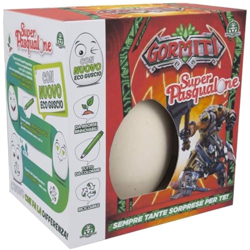 Super Pasqualone Gormiti Eco Schale Colorami - Osterei - viele gormitische Überraschungen - Wertvolle Spiele für Kinder + Schlüsselanhänger Pfeife von PRESTIGE & DELUXE