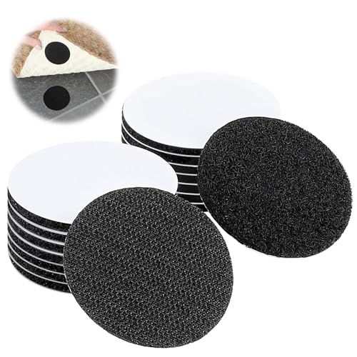 PRETTI 16 Stück Doppelseitiges Klebeband Extra Stark, 5CMx5CMWiederverwendbares Klettband in Schwarz, Spurloses Befestigungsband für Heimwerken und Handwerk, Ideal für Teppichbefestigung von PRETTI