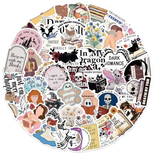 PRETTYSUNSHINE Spooky Bookish Aufkleber 50 Stück, Lustig Lesen Sticker für Erwachsene, Wasserfest Fantasy Decals für Kindle, Scrapbook, Journal, Laptop, Skateboard, Motorrad, Koffer, Fahrrad, Helm PRETTYSUNSHINE Spooky Bookish Aufkleber 50 Stück, Lustig Lesen Sticker für Erwachsene, Wasserfest Fantasy Decals für Kindle, Scrapbook, Journal, Laptop, Skateboard, Motorrad, Koffer, Fahrrad, Helm von PRETTY SUNSHINE