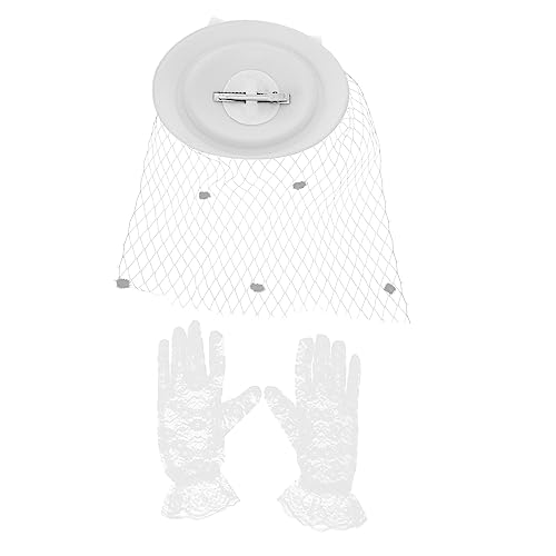 PRETYZOOM Damen Handschuhe Active Cap Hut Set Mesh Haarschmuck Für Party Schleier Elegantes Bankett Kopfbedeckung Handschuh Set PRETYZOOM Damen Handschuhe Active Cap Hut Set Mesh Haarschmuck Für Party Schleier Elegantes Bankett Kopfbedeckung Handschuh Set von PRETYZOOM