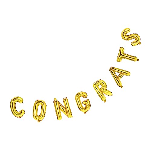 PRETYZOOM 1 Satz Glückwunsch Ballon Braut Dekoration Banner mit Abschlussflaggen buchstaben ballons abschlussfeier dekoratives Ballondekor dekorativer Luftballon Aluminiumfolie Golden PRETYZOOM 1 Satz Glückwunsch Ballon Braut Dekoration Banner mit Abschlussflaggen buchstaben ballons abschlussfeier dekoratives Ballondekor dekorativer Luftballon Aluminiumfolie Golden von PRETYZOOM