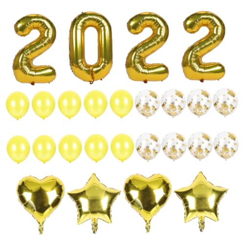 PRETYZOOM 1 Satz Neujahrsballons 2022 Luftballons Frohes Neues Jahr Nummernballons Aus Folie 2022 Nummernballon Partygeschenke Für Das Neue Jahr Herzballon Silvester Paillettenball von PRETYZOOM