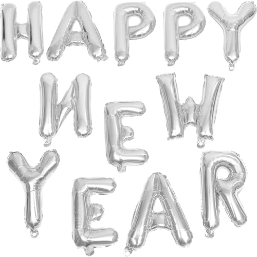 PRETYZOOM 1 Set Folienballons Happy New Year Silbergrau Party Deko Luftballons Für Silvesterfeier Festliche Ballons Für Neujahrsfeierlichkeiten von PRETYZOOM