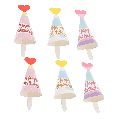 PRETYZOOM 10 Sätze Geburtstagsmütze Einfügen Geburtstag Cupcake Picks Kuchendekorationen Für Kinderpartys Mini-geburtstagsmütze Geburtstags-dessert-topper Flagge Pool-party Papier Pappbecher von PRETYZOOM