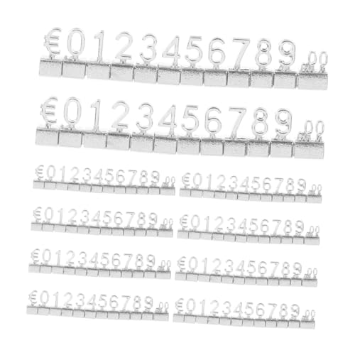 PRETYZOOM 10 Sets Metallpreismarken Einzelhandelsnummern Anzeigen Etiketten Würfel Metallpreisschild Block Preisständer Block Nummern Preisblock Würfel Werbenummern Zeichen Silber von PRETYZOOM