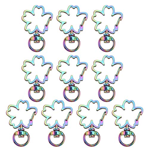 PRETYZOOM 10 Stück Drehbarer Karabinerverschluss Blumenförmiger Metallschlüsselbund Bunter Schlüsselring Schlüsselhalter Lanyard Karabinerhaken Reißverschluss für DIY Rucksack Handtasche von PRETYZOOM