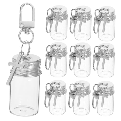 PRETYZOOM 10 Stück Mini Wunschflaschen Schlüsselanhänger Klarglas Anhänger mit Kreuz Charme Leicht Tragbar für Diy Bastelprojekte und Persönliche Wunschaufbewahrung PRETYZOOM 10 Stück Mini Wunschflaschen Schlüsselanhänger Klarglas Anhänger mit Kreuz Charme Leicht Tragbar für Diy Bastelprojekte und Persönliche Wunschaufbewahrung von PRETYZOOM
