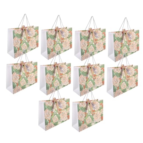 PRETYZOOM 10 Stück Rosen-Geschenktüte einkaufstüten geburtstagsgeschenke Verzierungstüten verpackungstüten geschenktüten Beutel Taschen Paket Süßigkeitentasche dekorative Tortentasche Papier von PRETYZOOM