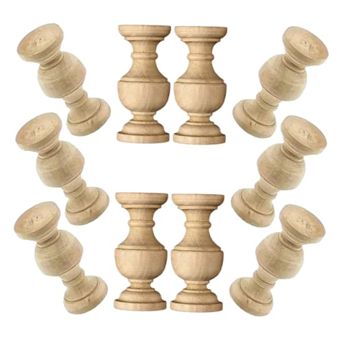 PRETYZOOM 10 Stück Sideboard Dekorsäule Bettrahmen Dekorative Holz Bastelspindeln Bücherregal Holzspindeln Für Möbel Dekorative DIY Spindeln Hotel Dekoration Khaki Buche von PRETYZOOM
