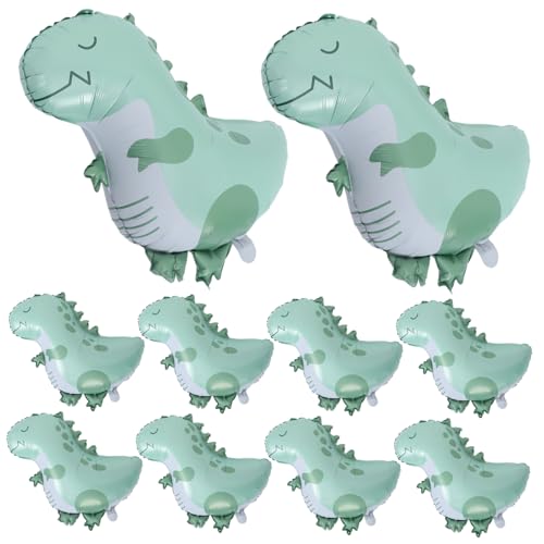PRETYZOOM 10 Stück Teiliges Dinosaurier Folienballon Langlebig Aluminiumfolie Bunte Geburtstagsdeko für Jungen Mädchen Vielseitige Partydekoration für Shower Dschungel und Zoo Events von PRETYZOOM