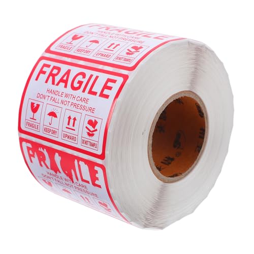 PRETYZOOM 1000 Stück Fragile Logo-aufkleber Zerbrechliche Versandetiketten Warnaufkleber Packen Paket Zerbrechlicher Aufkleber Warnetiketten Auf Verpackungen Paketaufkleber Rot Kupferplatte von PRETYZOOM