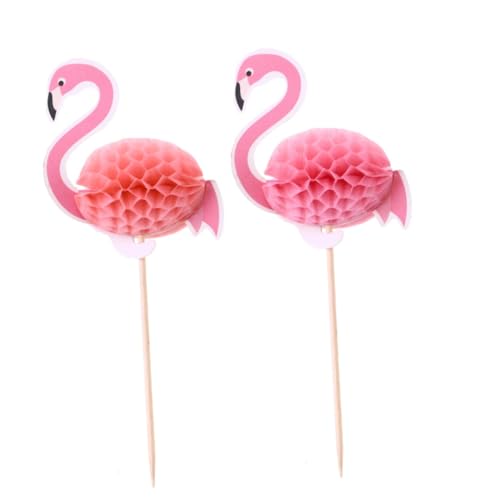 PRETYZOOM 10St 3D- Flamingo Topper. Flamingo Cupcake Topper. Cupcakes Dekor 3D-Flamingo-Topper Hawaii-Flamingo-Topper Kuchen Zylinder Requisiten schmücken von PRETYZOOM