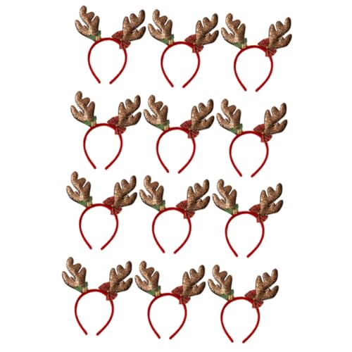 PRETYZOOM 12 Stk Elch Stirnbänder Goldene Tiara Weihnachtliches Rehfarbenes Haarband Gefülltes Rentiertier Geweihe Für Kinder Kinderkostüme Hölzerne Kürbisausschnitte Weihnachten Kopftaste von PRETYZOOM