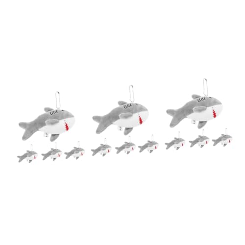 PRETYZOOM 12 Stück Cartoon Shark Puppe Mini-Tierpuppenspielzeug Hai-Puppen-Schlüsselanhänger süße kleine Tierpuppe Tier Handtaschenanhänger Tierpuppe Schlüsselanhänger Plüsch Grau von PRETYZOOM