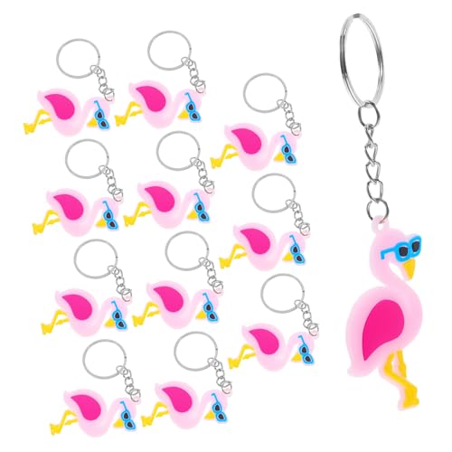 PRETYZOOM 12 Stück Flamingo-schlüsselanhänger Cartoon-schlüsselanhänger in Großen Rucksackschlüsselkette Hawaii Keychain Schlüsselanhänger Cartoon Flamingo-anhänger Zinklegierung von PRETYZOOM