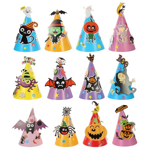 PRETYZOOM Cartoon-papierhut-set 12-teilig Halloween-partyhut Bastelmaterial für Halloween-feiern PRETYZOOM Cartoon-papierhut-set 12-teilig Halloween-partyhut Bastelmaterial für Halloween-feiern von PRETYZOOM