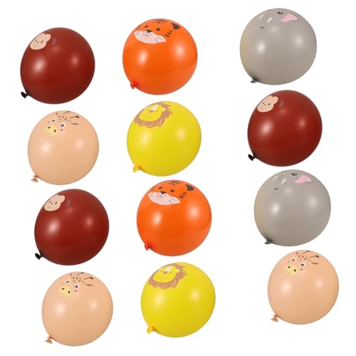 PRETYZOOM 12 Stück Latexballon Helium Wasserballon Neon Blase Tierischer Partyballon Partydekorationen Mit Tiermotiven Löwenballon Dschungeltiere Ballon-tier- Emulsion von PRETYZOOM