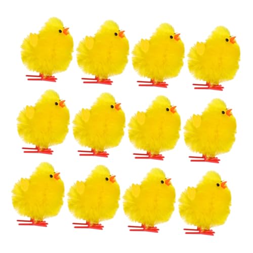 PRETYZOOM 12 Stück Osterdeko-Küken Party Dekoration tischdeko Ostern Osterfest Dekoration Partyspielzeug für Küken lustiges Küken Ostern Osterverzierung Chemiefaser und Kunststoff Yellow von PRETYZOOM